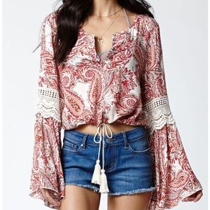 Kendall & Kylie - crochet red top in size SMALL